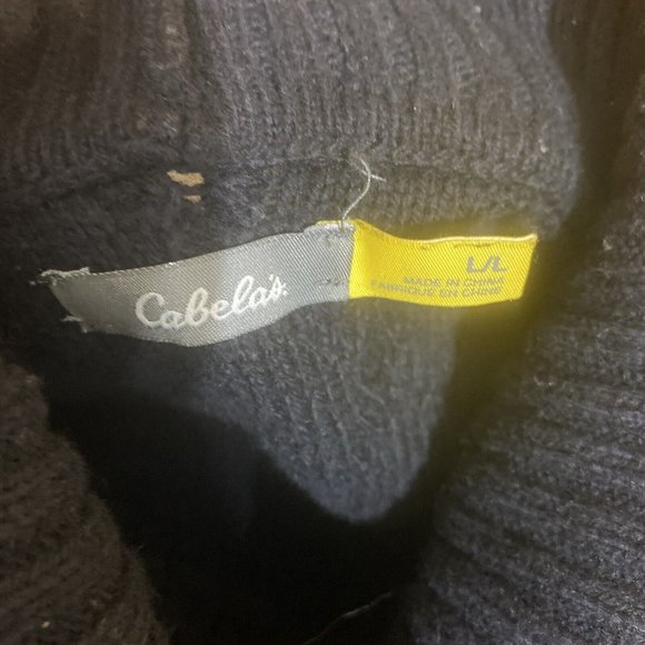 Cabela's Womens Cable Knit Sweater Sz L Black Turtle Neck TUnic Long Wool Blend - Picture 6 of 7